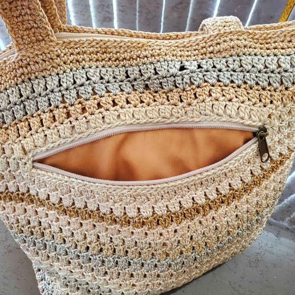 The Sak Hand Crochet Tan Shopping Tote Bag - Picture 8 of 10